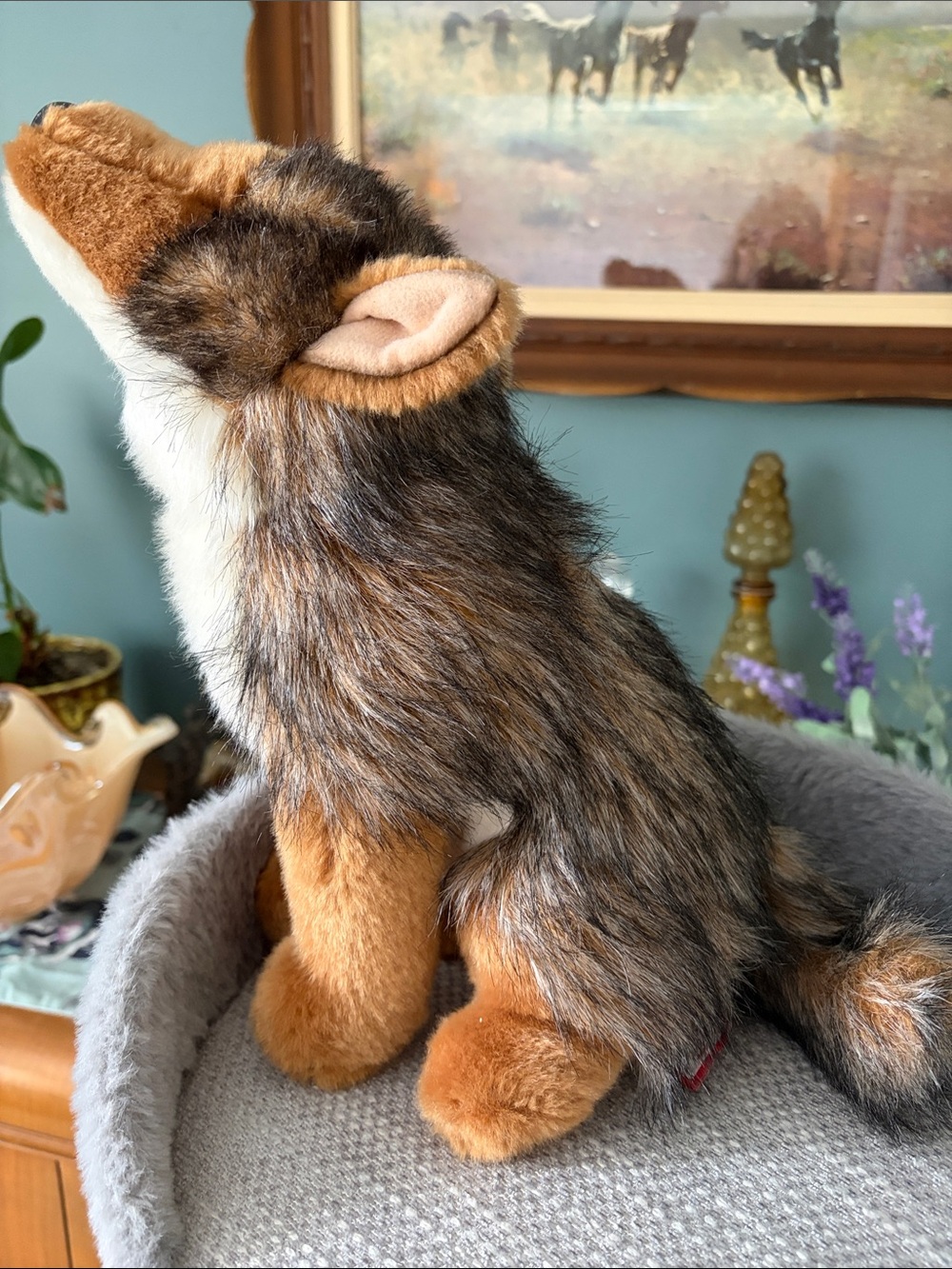 Douglas Plush Howling Wolf Stuffed Animal - Brown & Gray Fur